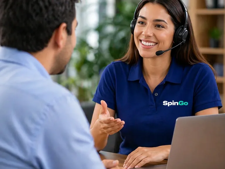 Asesora de SpinGo atendiendo a un cliente en una sesión personalizada